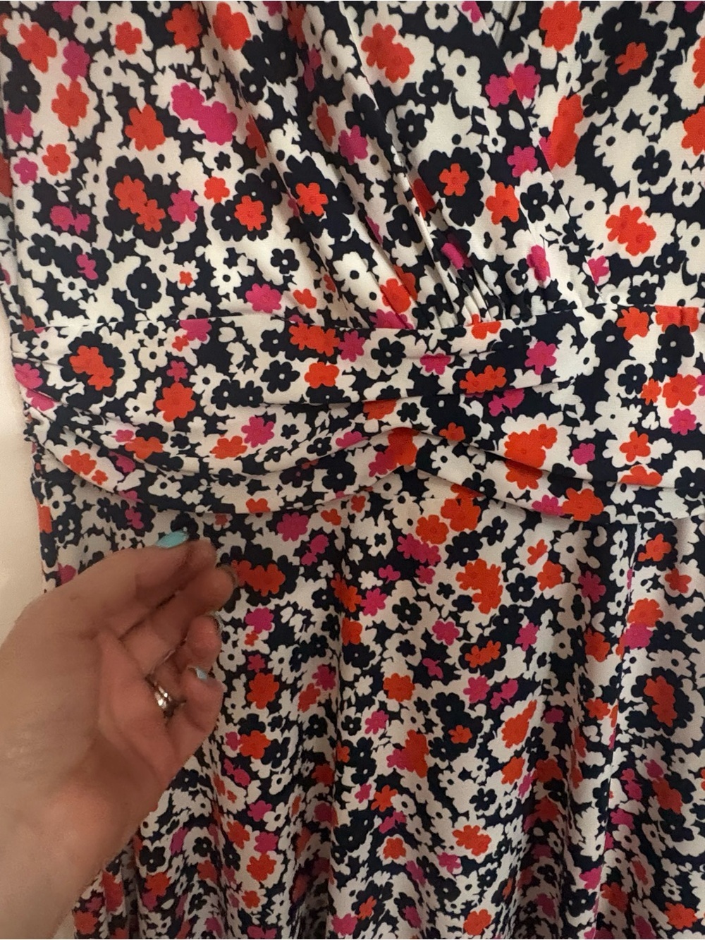 Floral Surplice Midi Dress in White, Black & Pink by Lularoe Rae - Picture 5 of 10